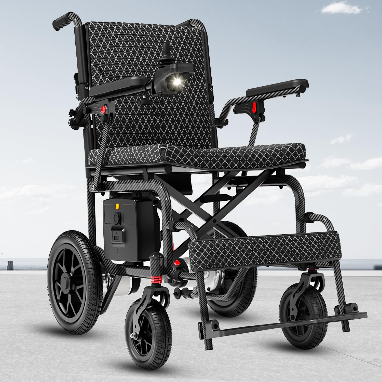 D10 15,9 kg Fauteuil Roulant Électrique Léger pour Adultes Pliable, Fauteuil Roulant Motorisé Léger Avec Autonomie de 46 km, Fauteuil Roulant Tout-Terrain (Ampère-heure, 24)