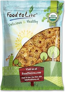 Organic Dried Pineapple Rings, 5 Pounds – Non-GMO, Flavorful Chewy Fruit Snack, Vegan, Unsulfured, No Sugar Added, Bulk, Great Addition to Desserts, Cakes, and Pies, No Sulphites, Unsweetened