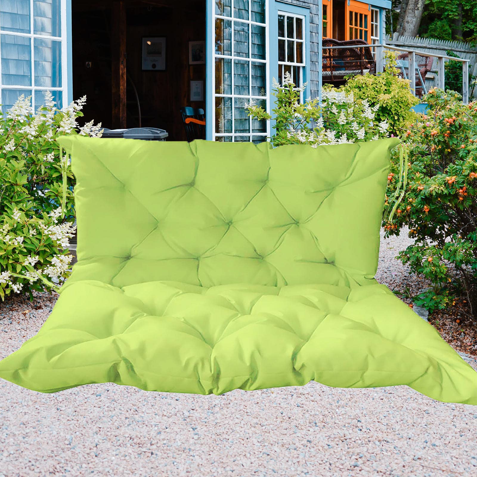 Coussin de balançoire imperméable et épais vert rembourré pour mobilier extérieur
