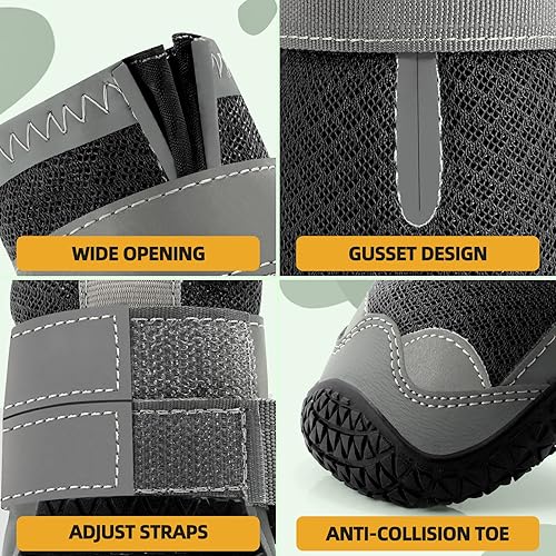 Miniatura 7 de Zapatos para perros grandes, botas de perro medianas y protectores de patas para suelos de madera dura, botines para perros al aire libre para