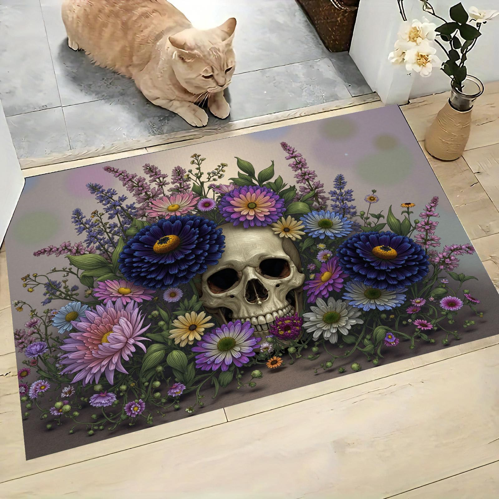 Paillasson violet à poil ras et tapis de porte rétro résistant