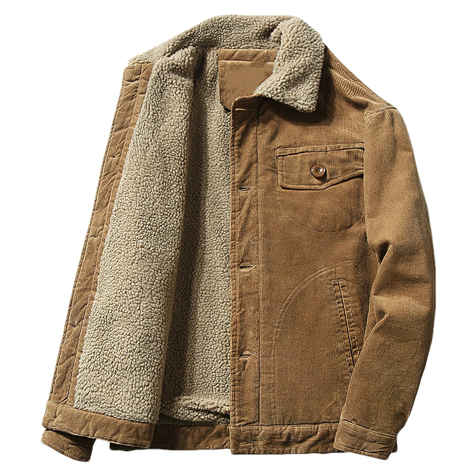 ANUFER Hombre Invierno Pana Chaqueta Forrado de Sherpa Termal Abrigo de Camionero