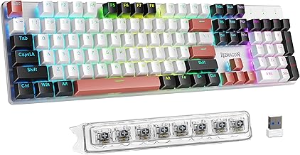 Redragon Wireless Mechanical Gaming Keyboard, Tri Mode BT/2.4G/USB-C Hot Swappable Custom Keyboard, RGB Backlit Computer Gaming Keyboards, PBT Keycaps, Programmable for PC/Tablet,K671WBR-KS Keyboard