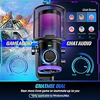 Vista 3 de FIFINE Kit de micrófono de transmisión USB para juegos, micrófono de condensador con RGB, cancelación de ruido, Dial de juego/chat Plug & Play