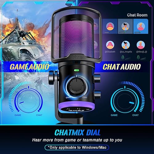Miniatura 3 de FIFINE Kit de micrófono de transmisión USB para juegos, micrófono de condensador con RGB, cancelación de ruido, marcación de juegochat, Plug & Play