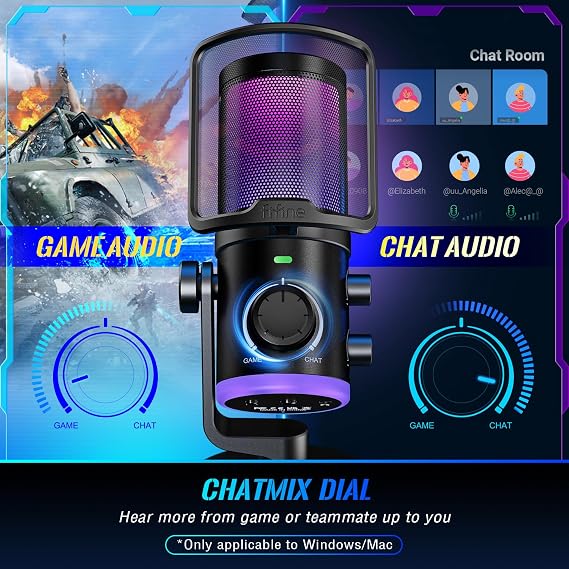 FIFINE USB Condenser Microphone Kit with Gaming Headset, Over-Ear Headphones with USB Control Box for PS5/XBOX/Switch, Computer PC Mic Set with Volume Knobs, RGB Button for Streaming (AM6T+H9)