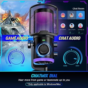 FIFINE USB Condenser Microphone Kit with Gaming Headset, Over-Ear Headphones with USB Control Box for PS5/XBOX/Switch, Computer PC Mic Set with Volume Knobs, RGB Button for Streaming (AM6T+H9)