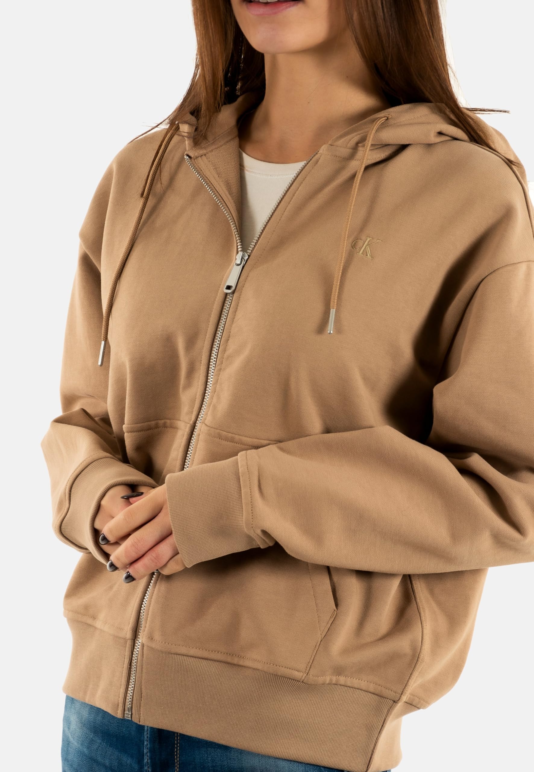 Calvin Klein Sudadera con Cremallera Mujer Archive Logo French Terry con Capucha