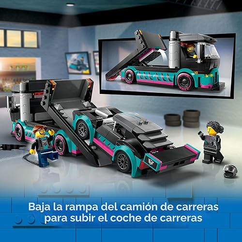 Miniatura 3 de LEGO City - Juguetes de construcción de coche de carreras y camión transportador de autos - Juguetes de juego de rol para niños y niñas, a partir de