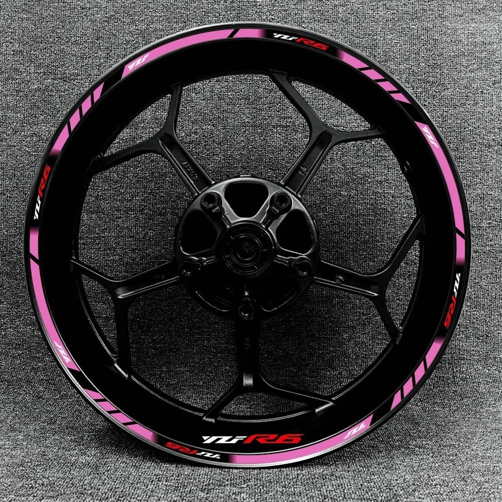 Motorcycle Reflective Wheel Rim Stripe Sticker Front Rear Full Set Decal for Yamaha YZF-R6 Decorative(Color22)