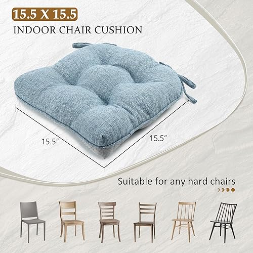 Miniatura 2 de LOVTEX Juego de 2 cojines para sillas de cocina, cojines antideslizantes para sillas de comedor, almohadillas de espuma viscoelástica triturada con