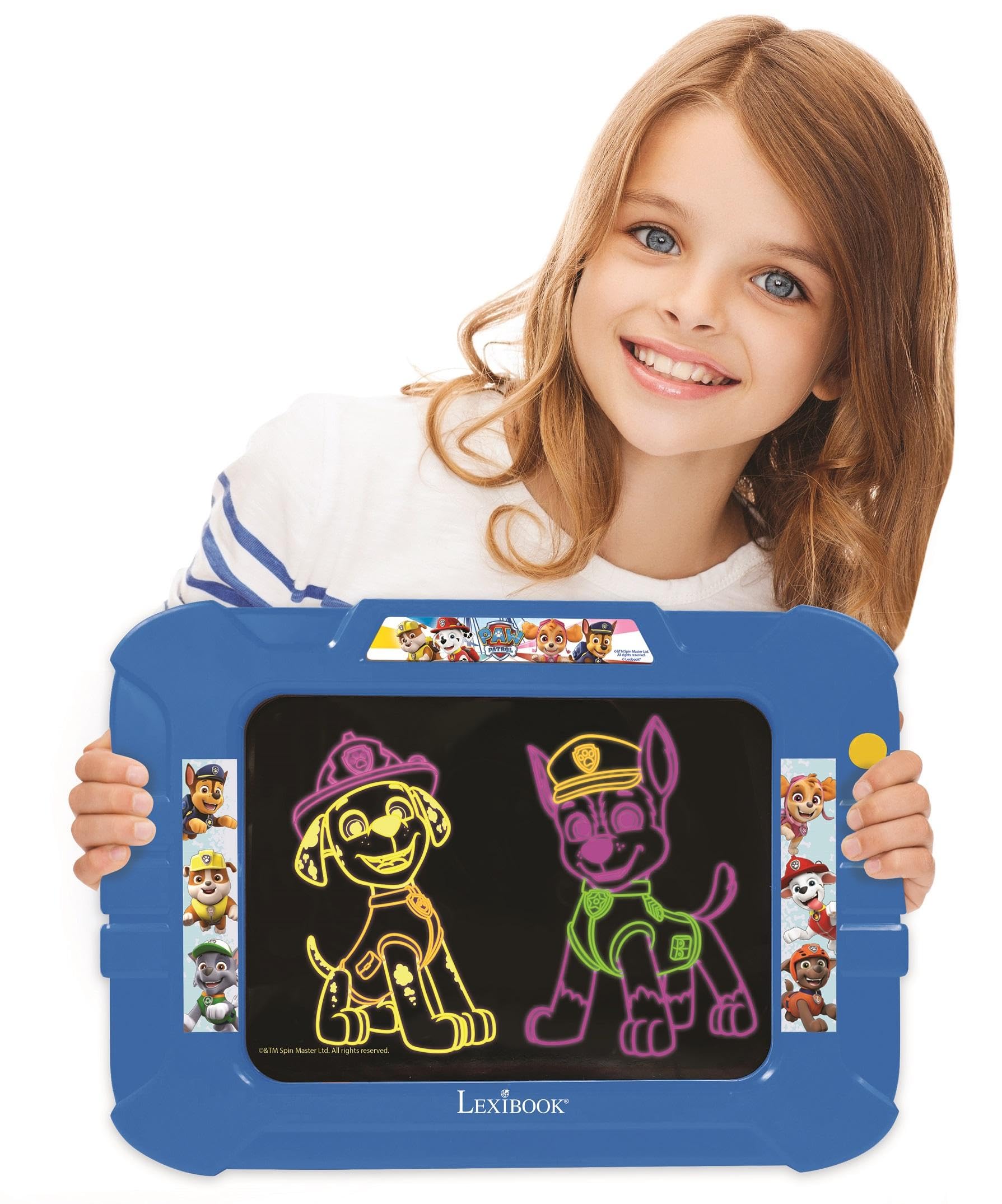 LEXIBOOK Paw Patrol La Patrulla Canina - Tablero de Dibujo Electrónico de Neón, Juguete Creativo artístico para Las Muchachas y Muchachos, Azul/Roja, CRNEOPALXB