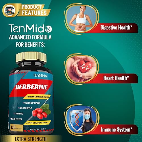 Miniatura 5 de Cápsulas de extracto de berberina, suministro para 4 meses y Ceilán, cardo mariano, cúrcuma, pimienta negra | Apoyos para la función inmunológica,