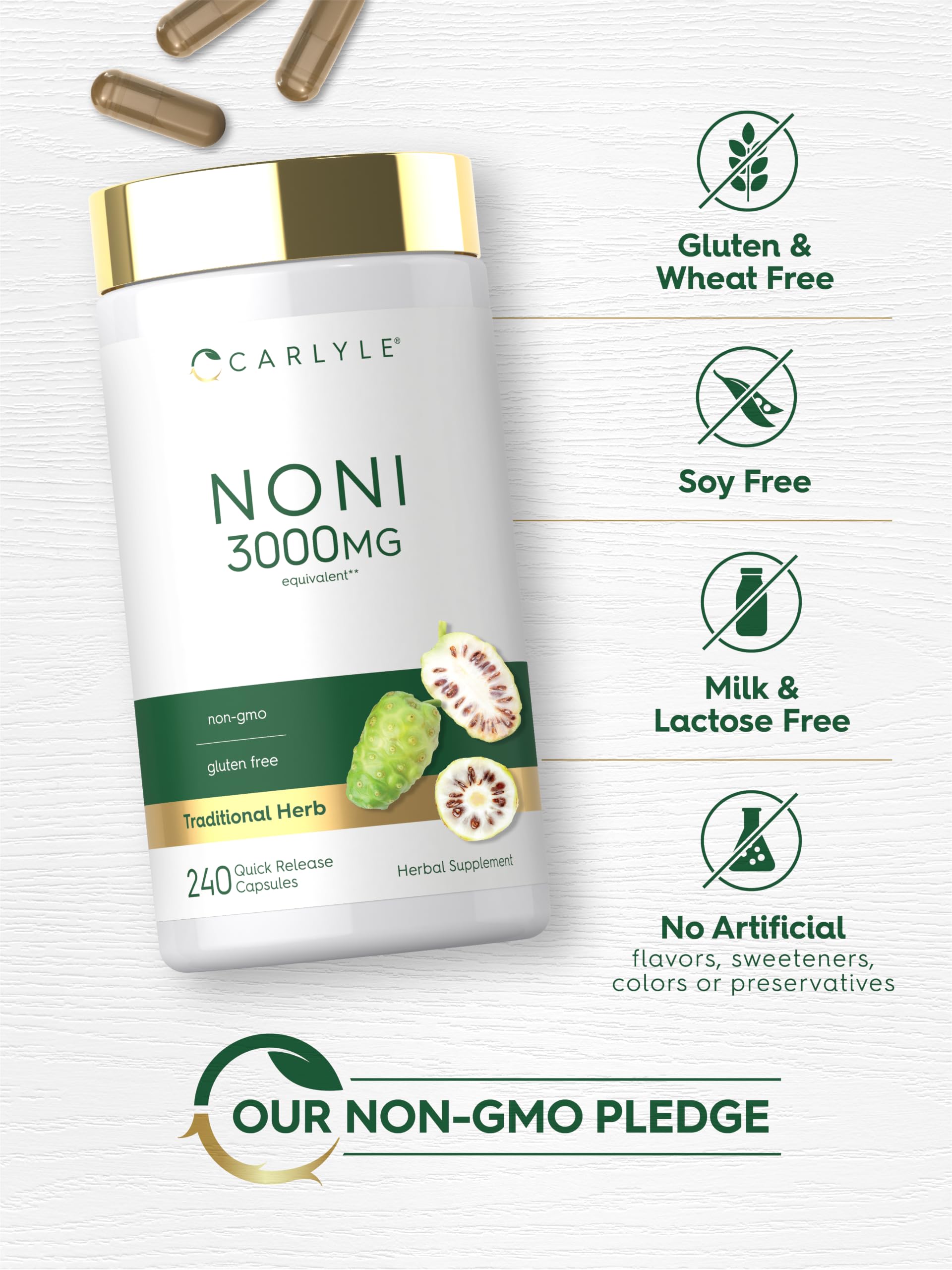 Carlyle Noni Fruit Capsules | 240 Count | Traditional Herb Supplement — Amazon image 5