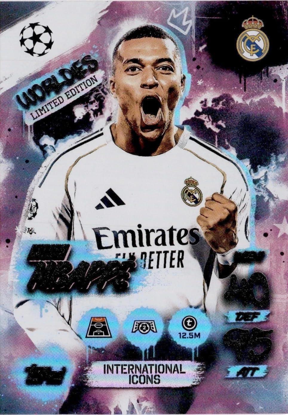 Match Attax 2025 2026 Kylian Mbappe Worldies Limited Edition Trading Card