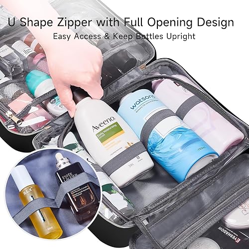 Miniatura 3 de Neceser de viaje, bolsa de aseo colgante con gancho, organizador de viaje de maquillaje para cosméticos, maquillaje, artículos de tocador de acero