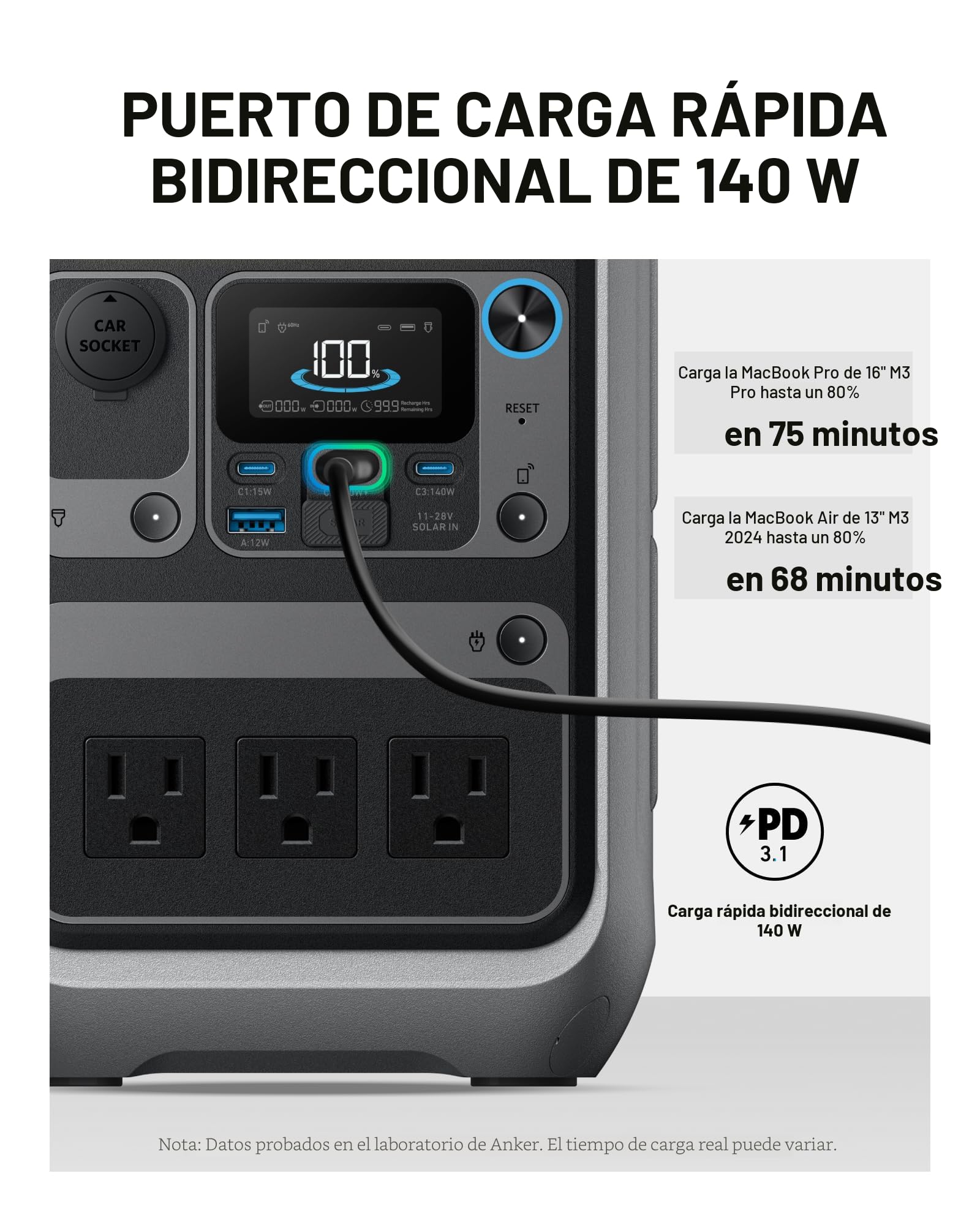 Amazon.com: Anker Estación de energía portátil SOLIX C300, batería
