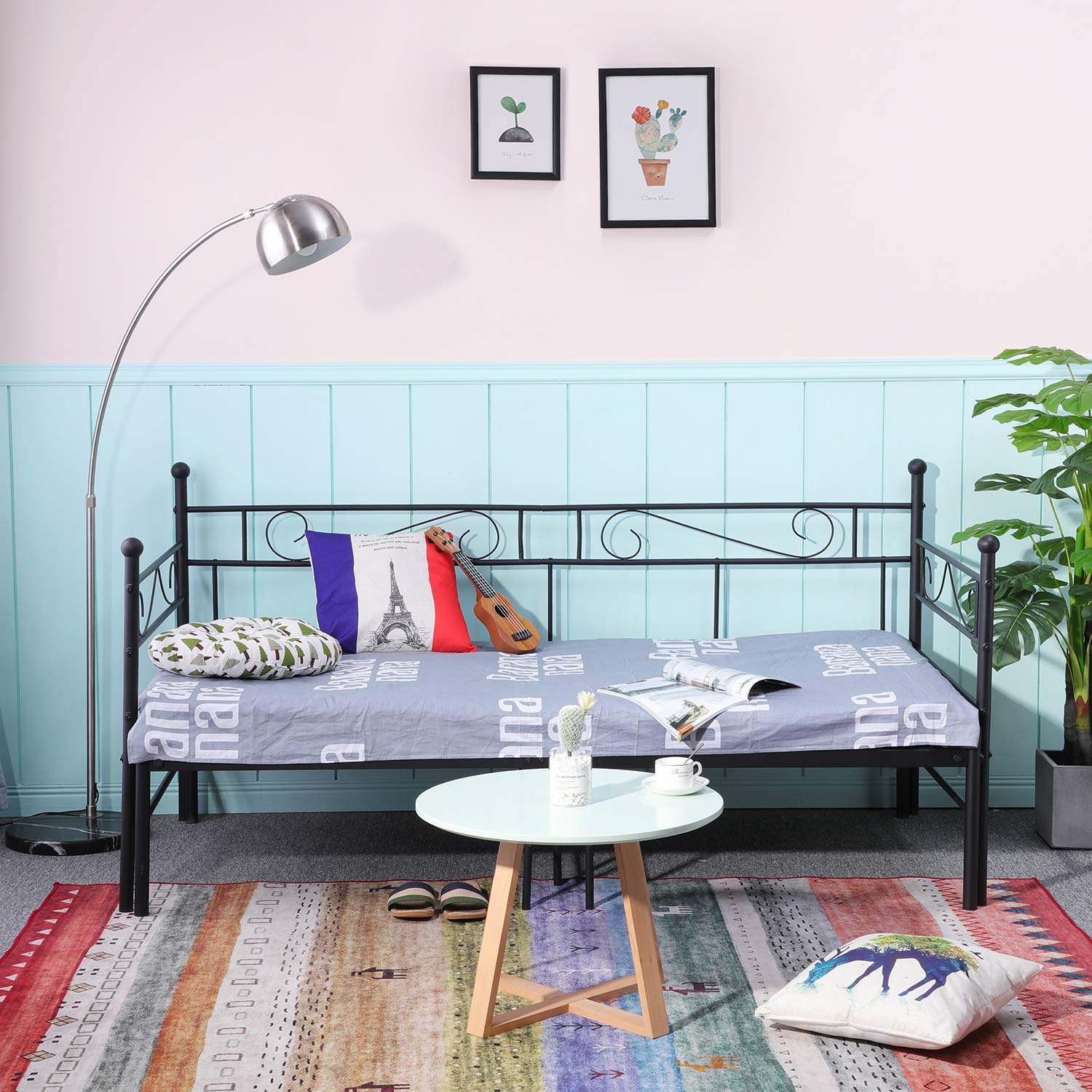 FetiNes Lit Pliant 1 Personne en métal Cadre de lit Simple 90X190 cm, Cadre de lit Pliable avec