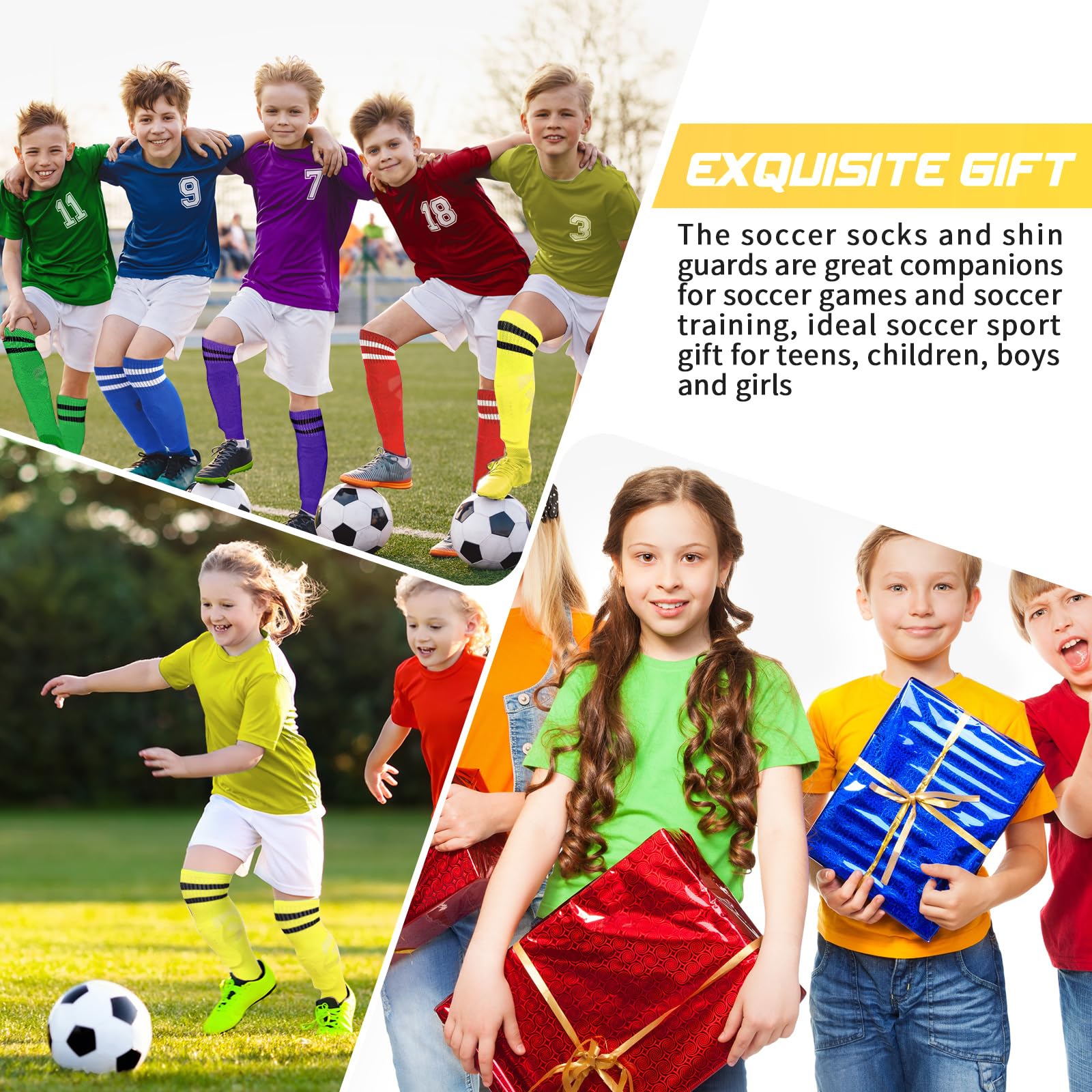 Syhood Espinilleras y calcetines de fútbol para niños pequeños y jóvenes, espinilleras de fútbol ligeras para niños de 3 a 5, 5 a 10, 10 a 15 años, juego deportivo