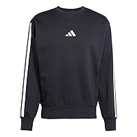 adidas Uomo Essential Three Stripes Fleece Sweatshirt, Black/White