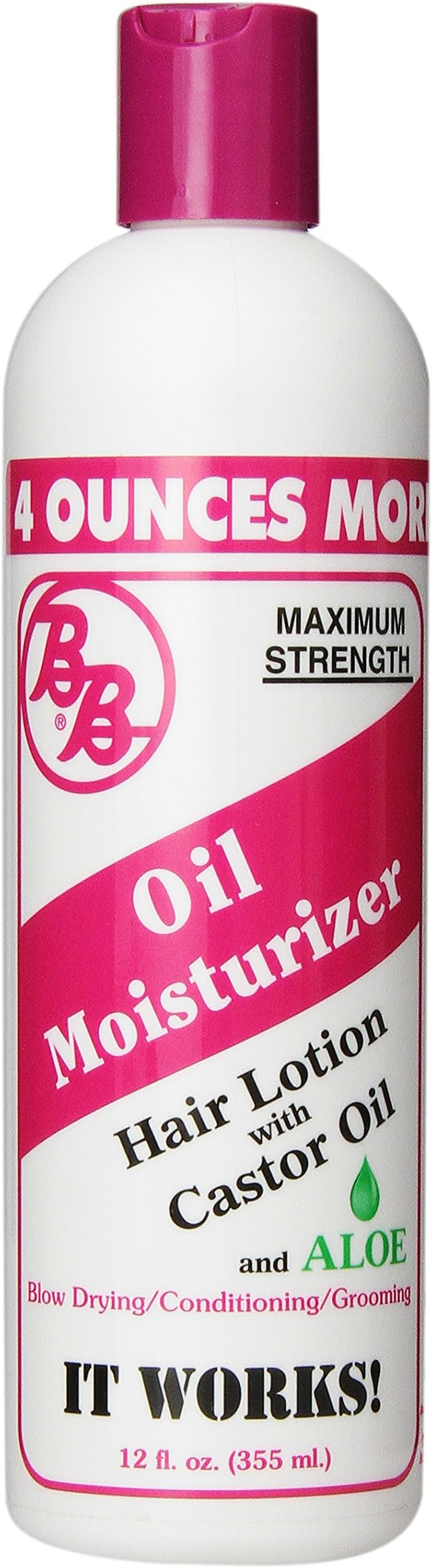 BB Oil Moisturizer, Hair Lotion With Castor Oil and Aloe, Maximum Strength, 12-Ounce Bottles (Pack of 6)