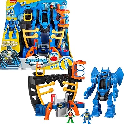 Imaginext DC Super Friends Batman Playset, Robo Command Center with Detachable 10-inch Robot, Batman & Robin Figures Ages 3+ Years