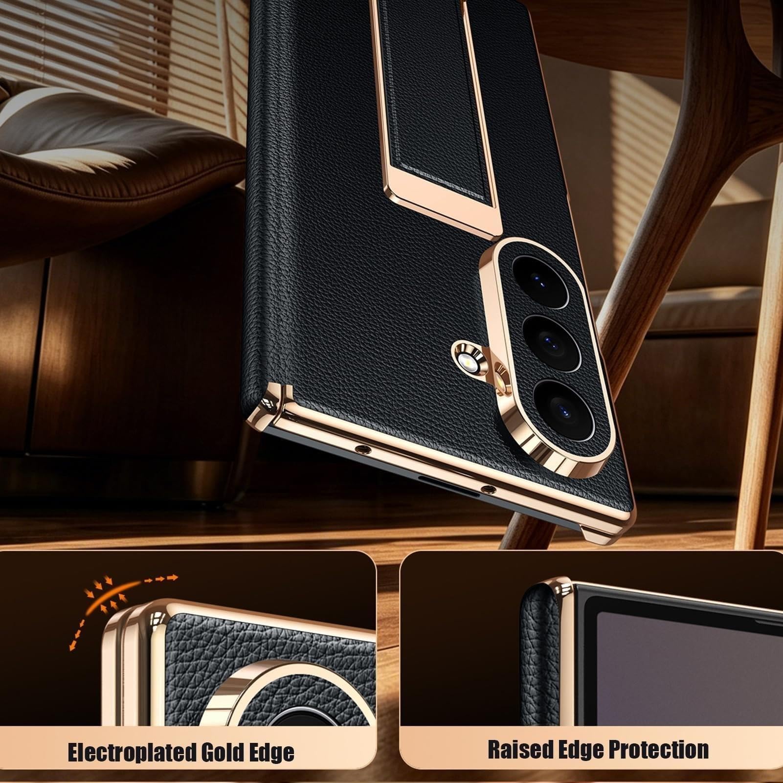 Custodia Per Samsung Galaxy Z Fold 8 Ultra, Pelle Vera Placcatura Case