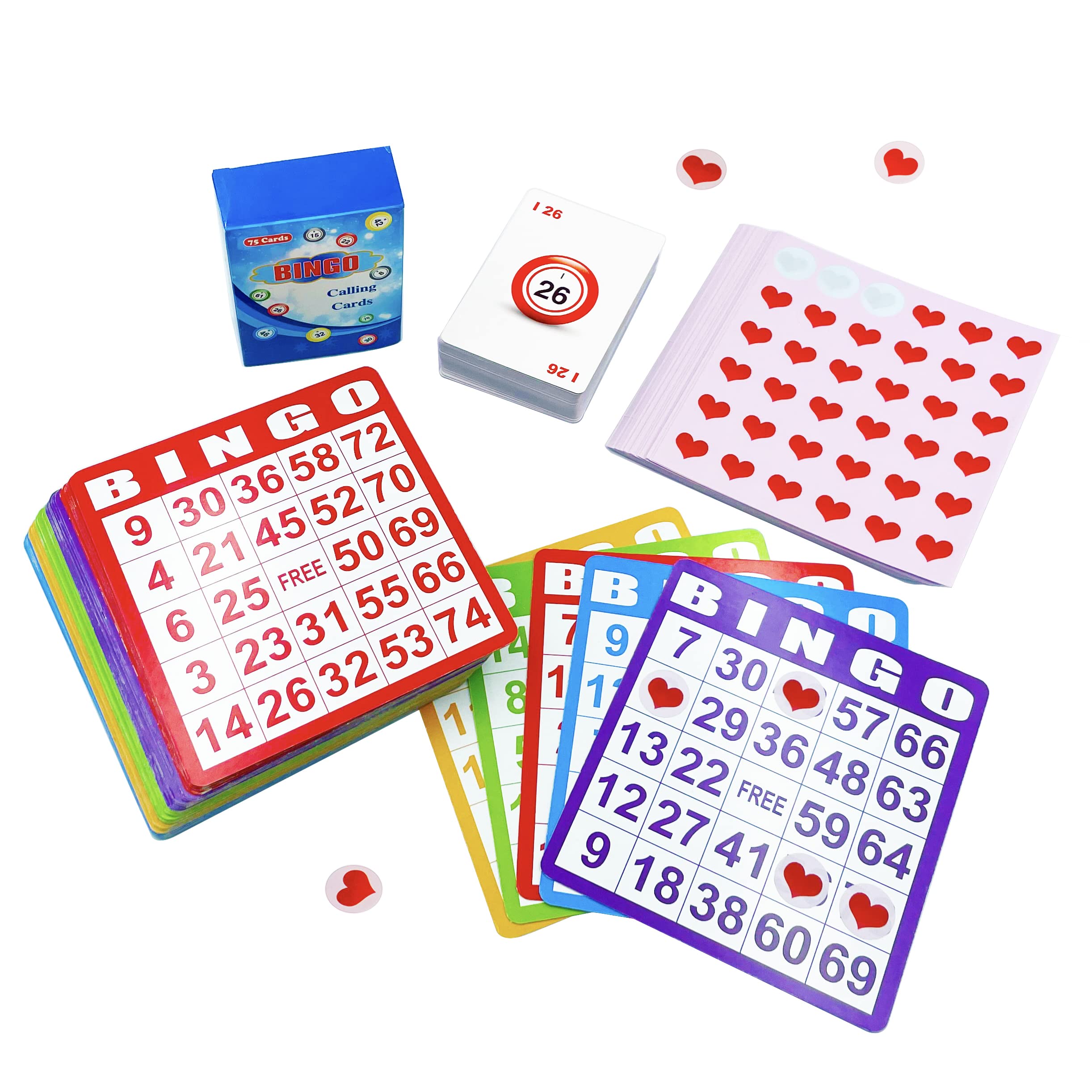Yuanhe Bingo Game Set with 100 Bingo Cards, 36 Bingo Stickers and Deck of Bingo Calling Cards