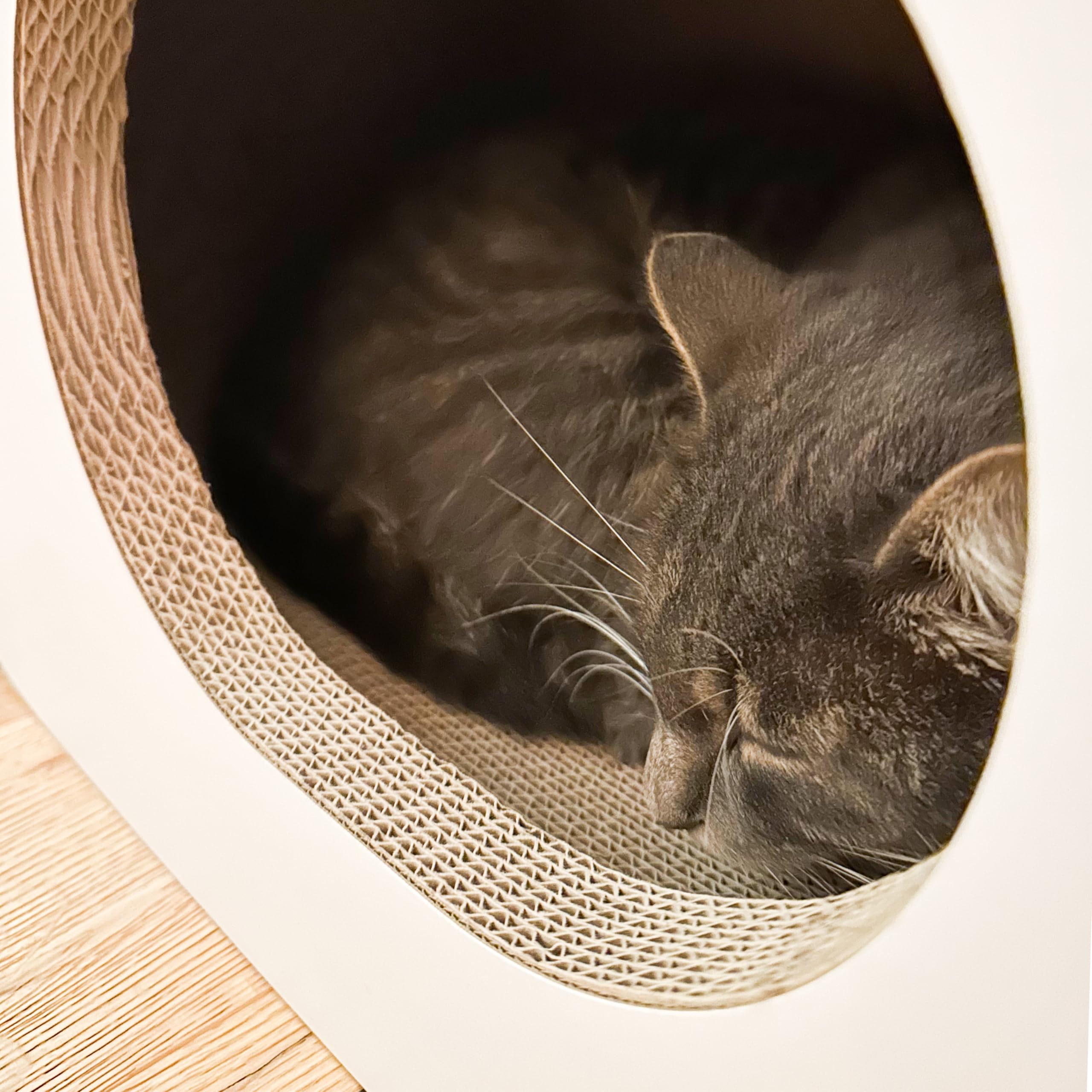 LucyBalu PAPERCAVE Cueva para gatos de cartón rascador, posibilidad de arañar para gatos, cabaña de cartón ondulado, espacio para dormir para gatos, muebles para gatos, casa rascadora, juguete para