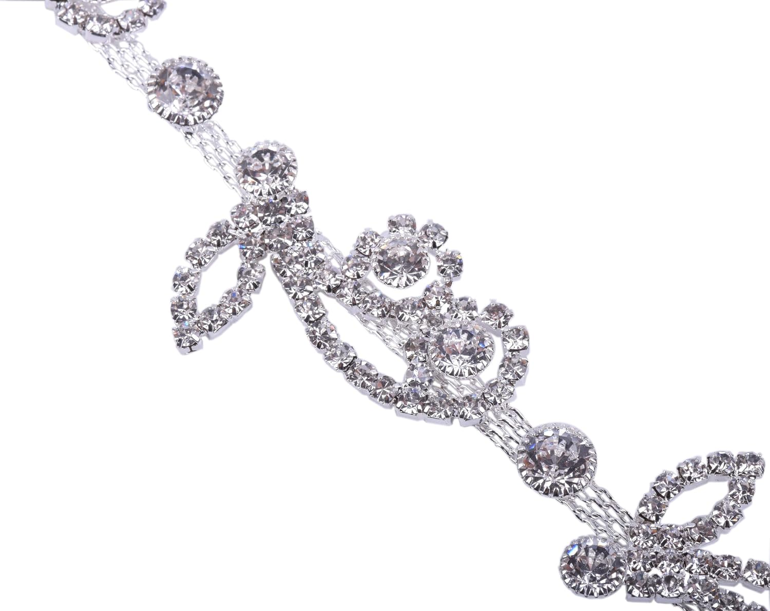 KAOYOO 1 Yard Flower Shaped Crystal Rhinestone Chain Trim for Sewing Craft,Clothing,DIY,Bridal Bouquet Embellishments