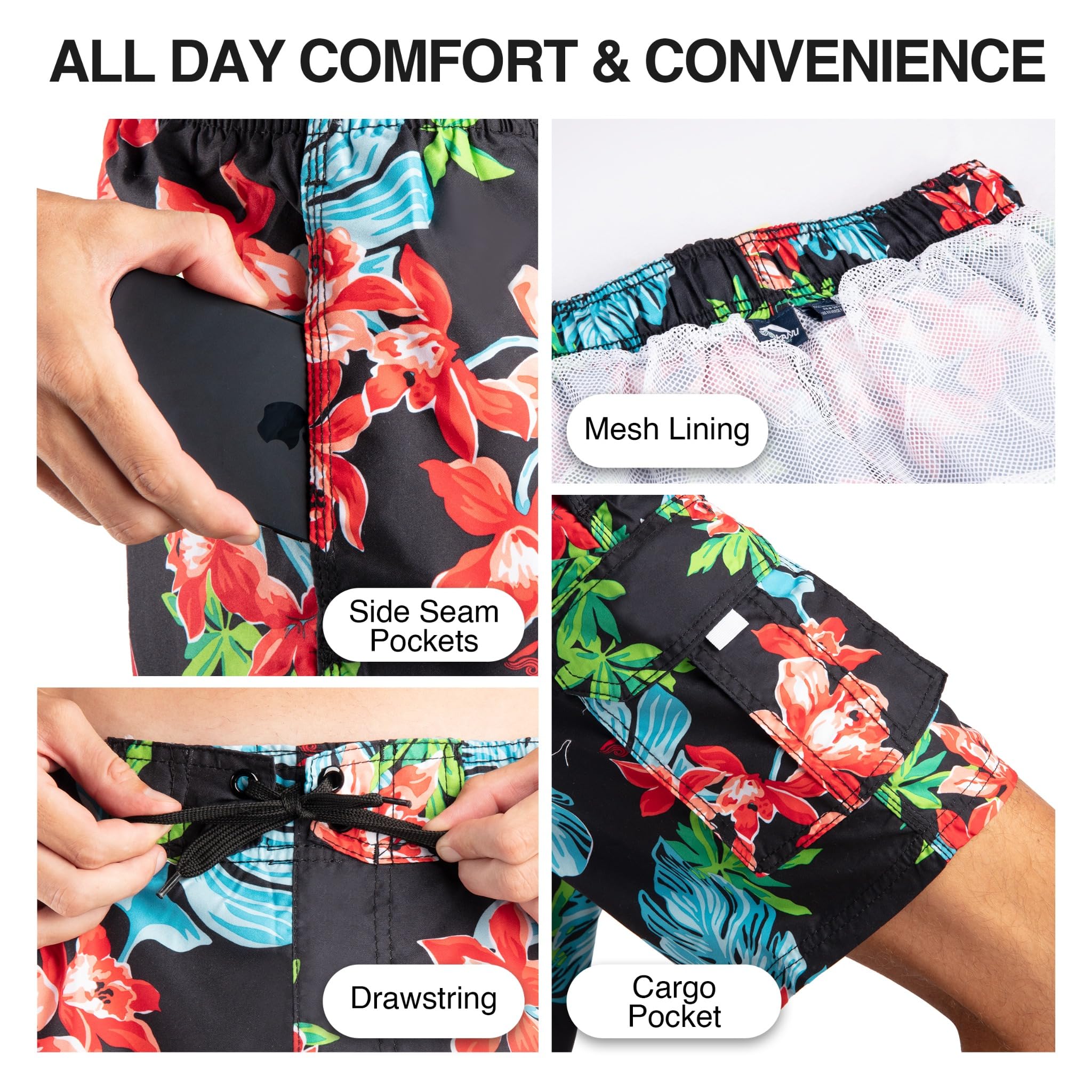 Kanu Surf Miles Swim Trunks (Regular & Extended Sizes) Maillot de Bain Homme