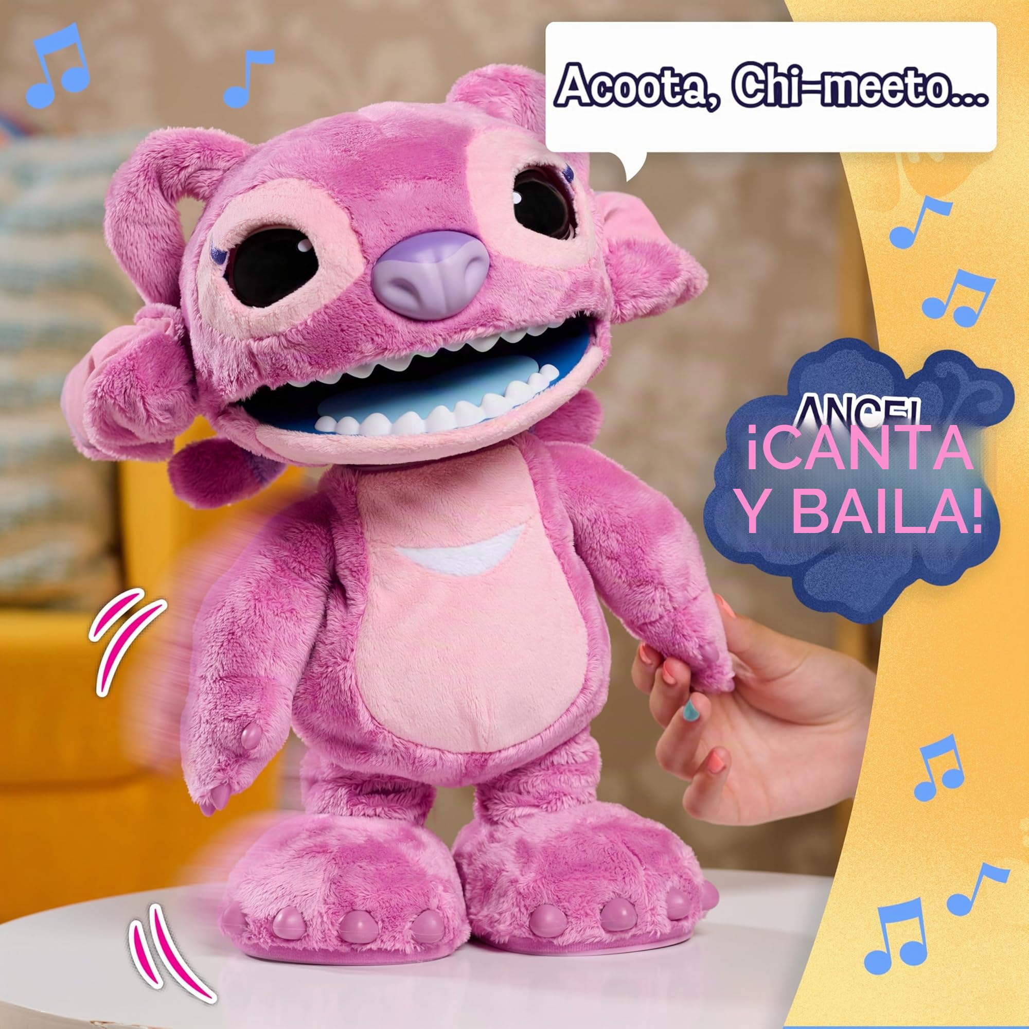 Just Play Peluche Interactivo Disney Stitch Ultimate Angel, de 43 cm, más de 100 Sonidos y reacciones, se Mueve como el Angel de Verdad, para niños a Partir de 3 años