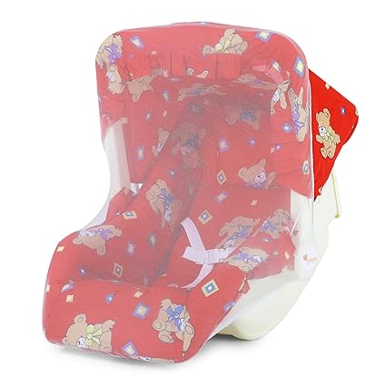Infanto BabyLove Carry Rocker Carry Cot DLX: The Ultimate 5-in-1 Baby Companion : Sleeping Carrier | 3-Point Harness | Antimosquito Mesh | Rocker and Feeding Chair (RED)