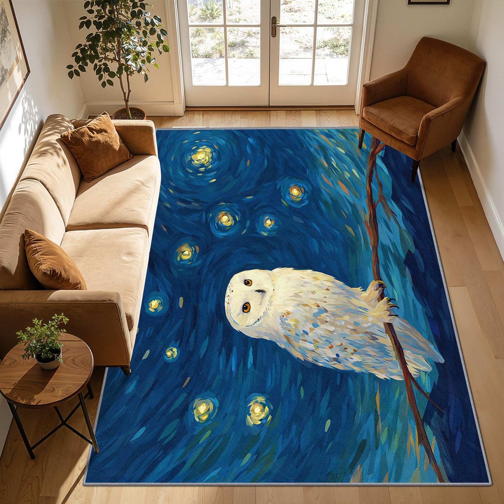 Mistela Schneeeule Teppich 80x150 cm Tiermotiv