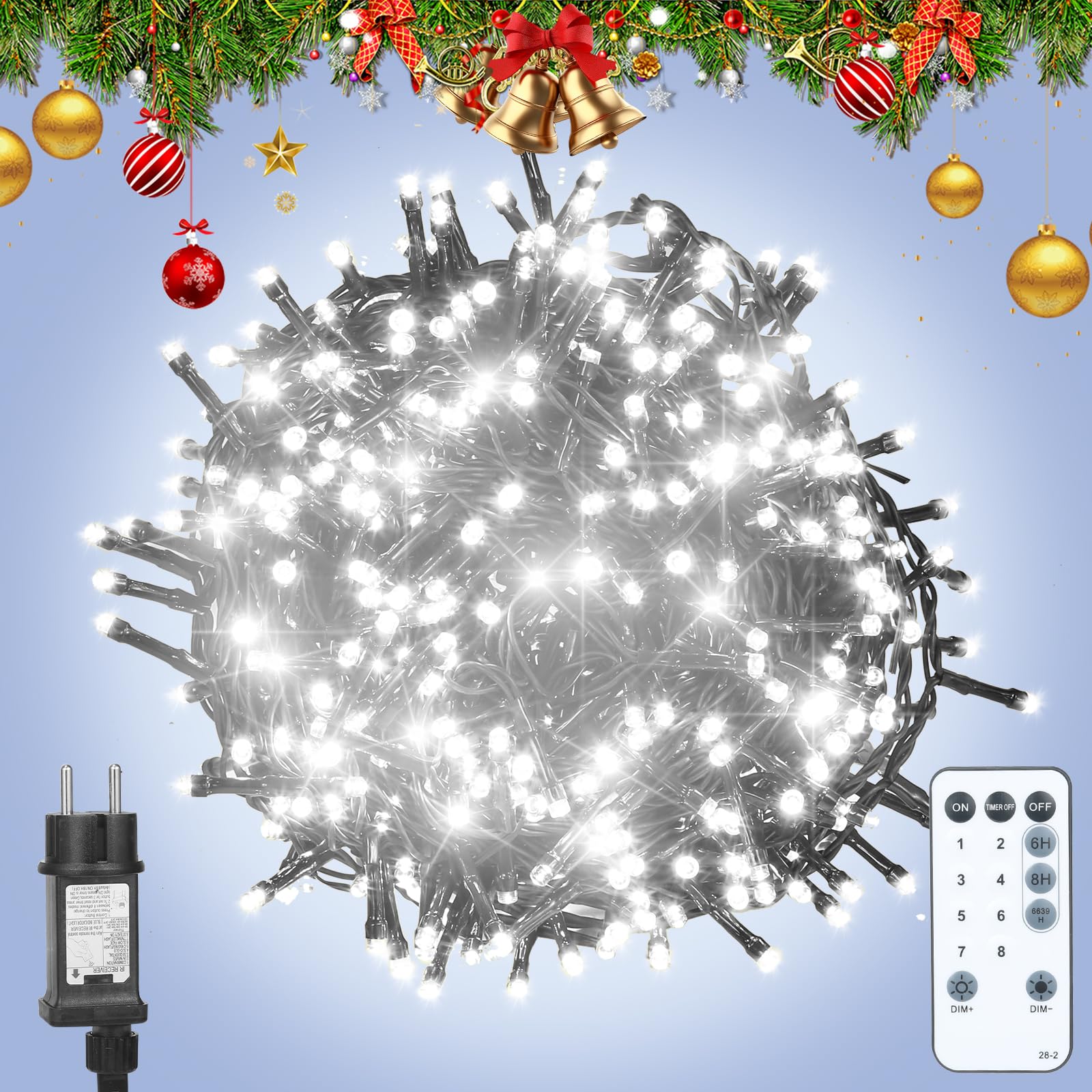 53,28 Meter LED Lichterkette Mit 420 LEDs – Kaltweiß, Fernbedienung & Timer