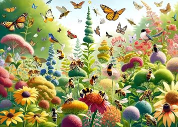 HUADADA Jigsaw Puzzles for Adults 1000 Piece Puzzle for Adults 1000 Pieces Puzzle 1000 Pieces- Ecosystems - Pretty Petals-Butterfly with Bees