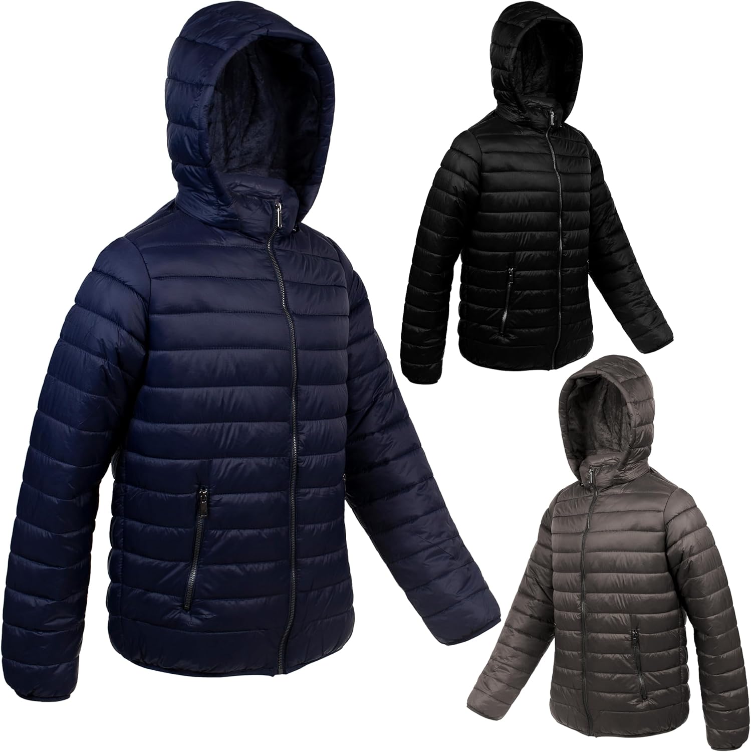 Moda West Bulk Case of 12 Assorted Men's Puffer Jackets - Wholesale Coats Warm, Durable, and Perfect for Charitable Giving