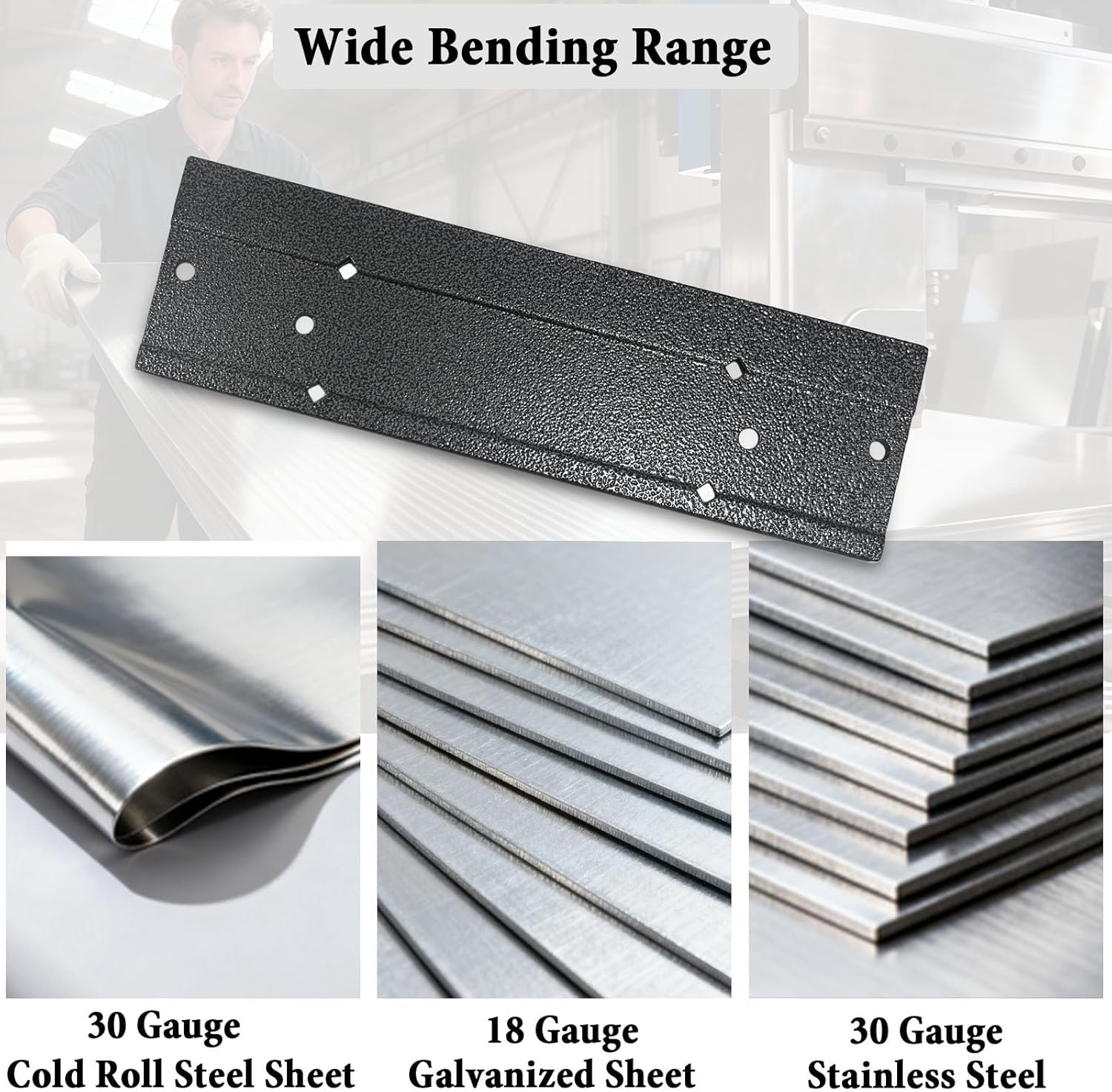 12 Inch Metal Bender Hand Tool, 3/8" & 1" Fold Depth Folding Tool Sheet Metal Bending Tools for Hvac, Duct Bender Hand Tool, Forming Metal thumbnail