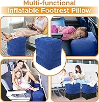 Vista 4 de ENIE Paquete de 1 reposapiés inflable para viajes aéreos, ajustable de tres capas para avión de viaje con bomba de mano, cama inflable ajustable