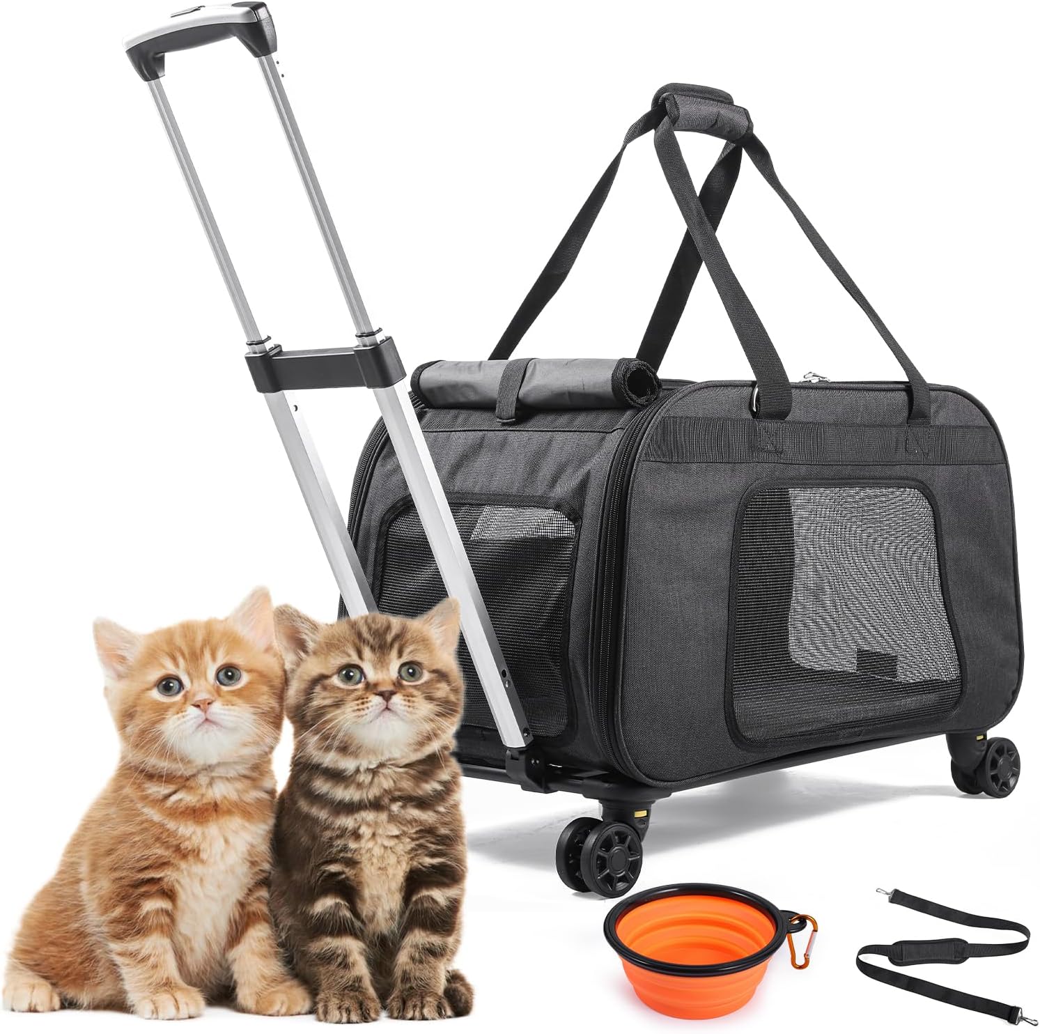 Jolipetty Large Pet Carrier with Wheels for up to 30lbs