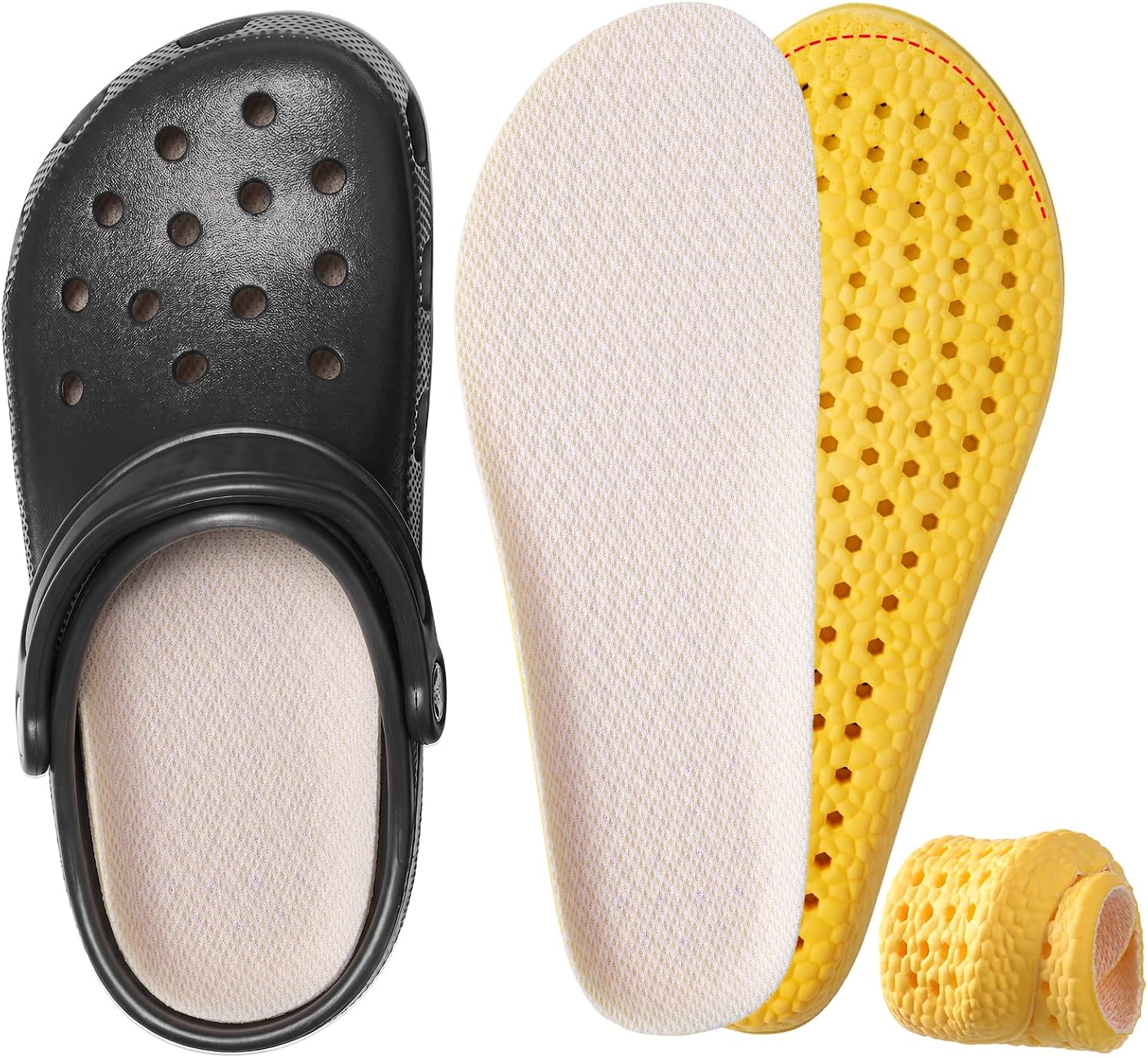 Comfort Insoles for Crocs Clogs - Soft and Breathable Shoe Insoles Designed for Crocs Clogs - Trim to Fit Insert with U Heel Cup for All Day Comfort (Dark Gray, US M 7-7.5 / W 8.5-9)