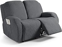 Vista 47 de Ruaozz Fundas de sofá reclinable, fundas para sillas reclinables, fundas de sofá para sofás reclinables con bolsillos, lavables, protector de Gris