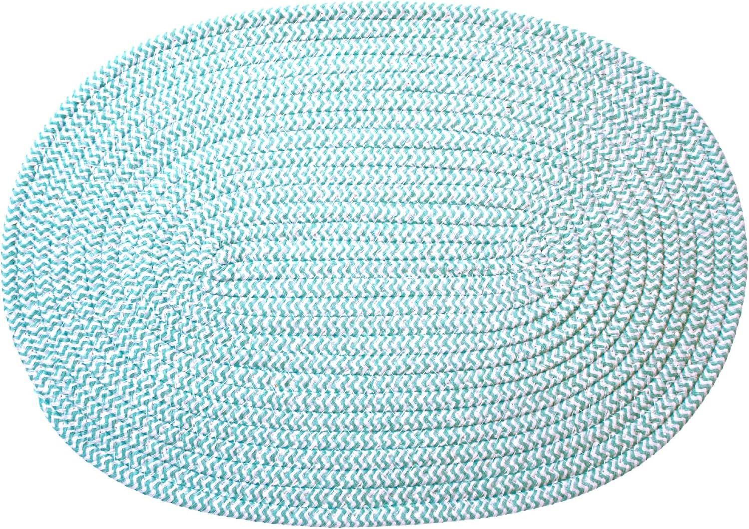 Stylish Braided Corded Oval Placemat, Set of 4 (12"x18" Oval, Blue)