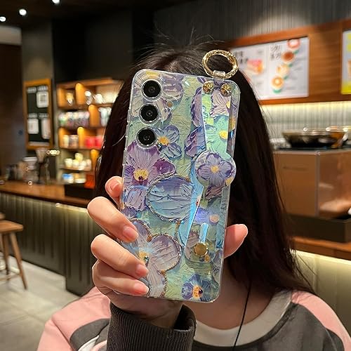 Miniatura 6 de Lastma Funda para Samsung Galaxy S24 de 6.2 pulgadas, linda con correa para la muñeca, atril con purpurina brillante de dibujos animados IMD suave