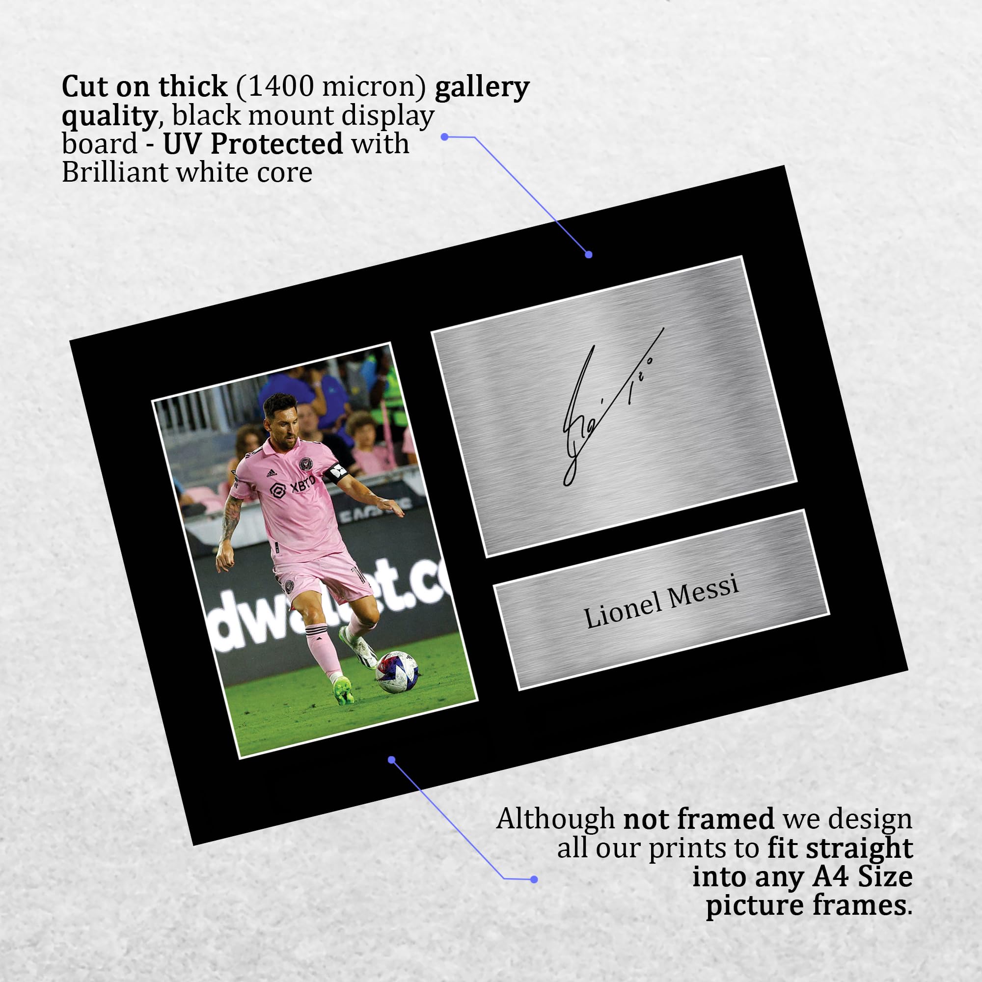 HWC Trading A4 Lionel Messi Inter Miami Regalos Impresos Imagen De Autógrafo Firmado Para Los Aficionados Al Fútbol Y Partidarios - A4