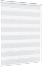 Jalousiescout Klemmfix Night and Day Blinds Double Layer Roller Blind, No Drilling, Double Blind Interior Windows Living Room Kitchen, 3 Mounting Options, 130 x 210 cm, White
