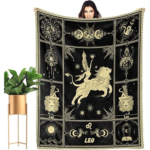 Leo Blanket 12 Horoscope Astrology Bed Blankets Soft Cozy Personalized Flannel Throw Blankets 50