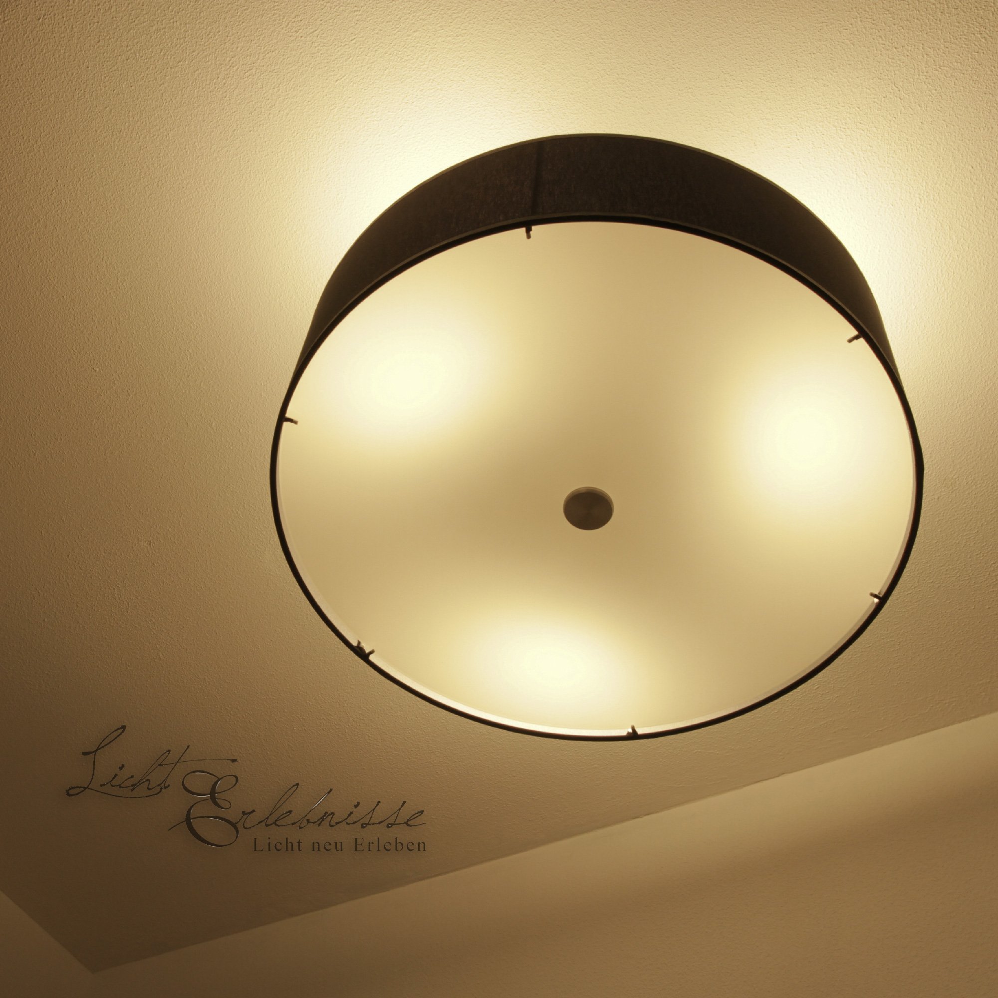 Licht-Erlebnisse Deckenlampe groß E27 max. 60W 230V Deckenleuchte modern Stoffschirm Wohnzimmer Beleuchtung Lampe Küche Schlafzimmer