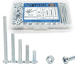 170-Piece #6-32 Machine Screws Assortment Kit – Zinc-Plated Carbon Steel Phillips Pan Head Screws with Nuts, Knobs, Cabinet Screw & Electrician Screw Machine Bolts