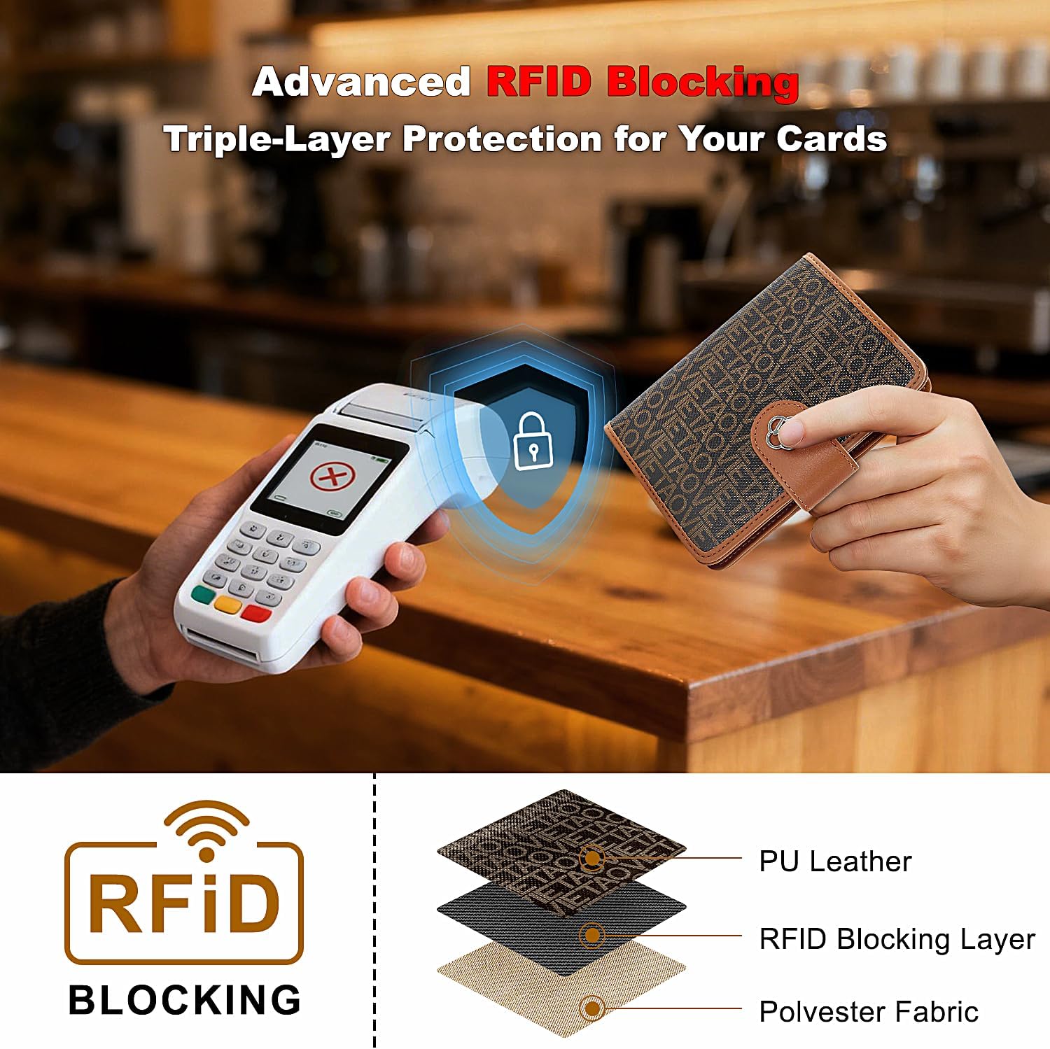 Passport Holder for Travel, RFID Blocking Leather Airtag Wallet for Women Men, Large Passport Cover Essentials Gift, Tickets, Cash, Photo, Sim Card Pen Slot - Brown - Image 3